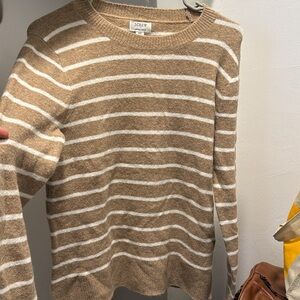 J. Crew Beige and White Striped Knit Top